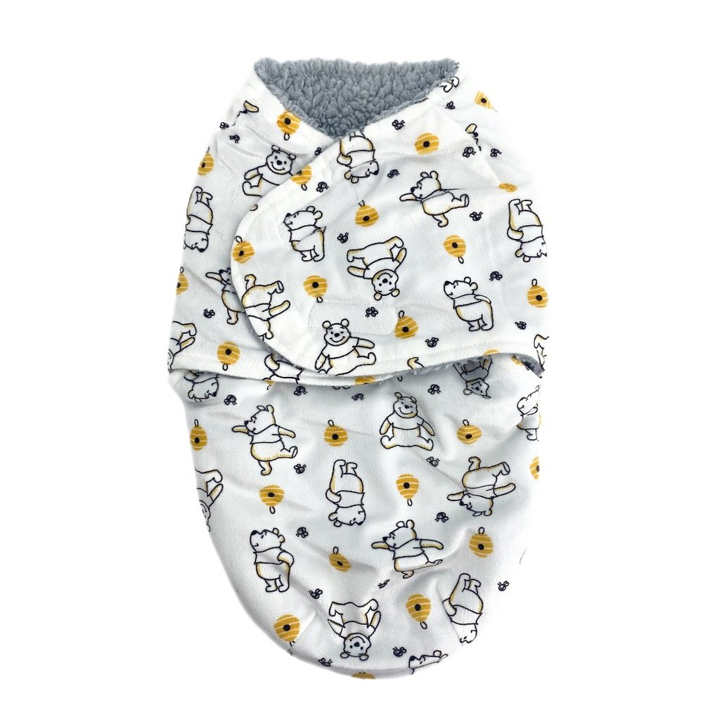 DISNEY Baby Winnie the Pooh Honey Bee White Grey Wrap Swaddle